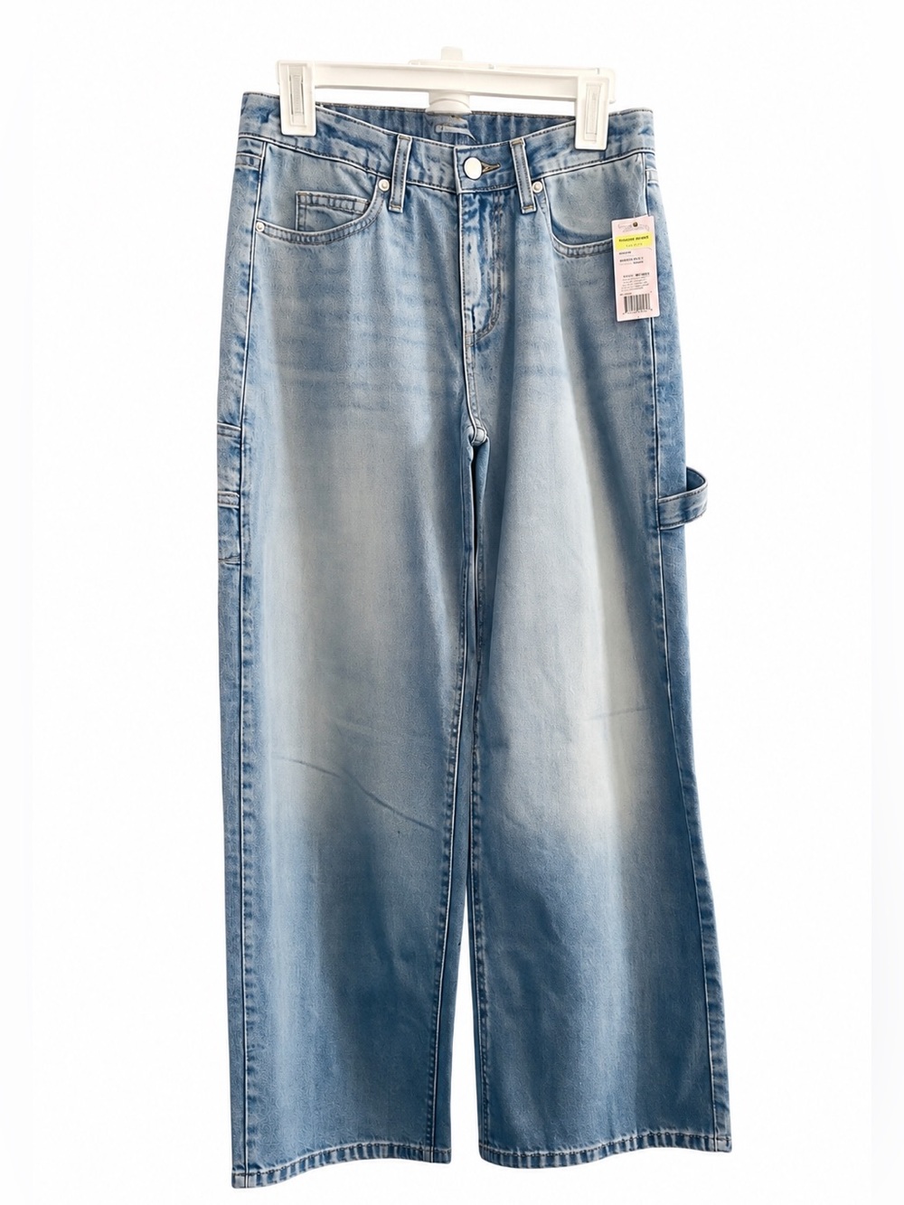 Men's Washed Blue Wide-Leg Jeans